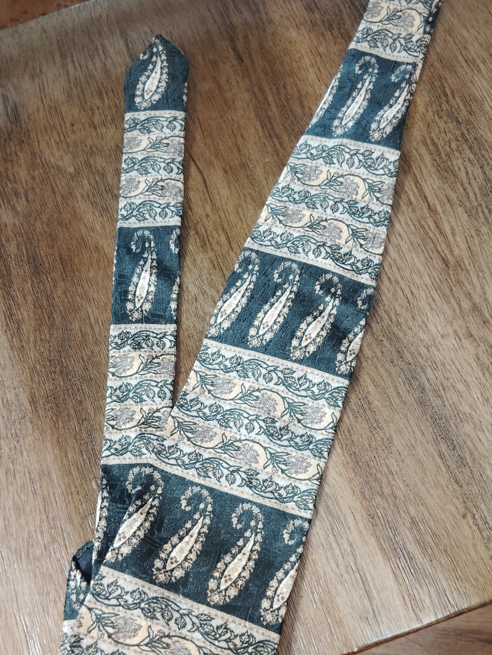 Teal and Cream Paisley Men Bow Tie
